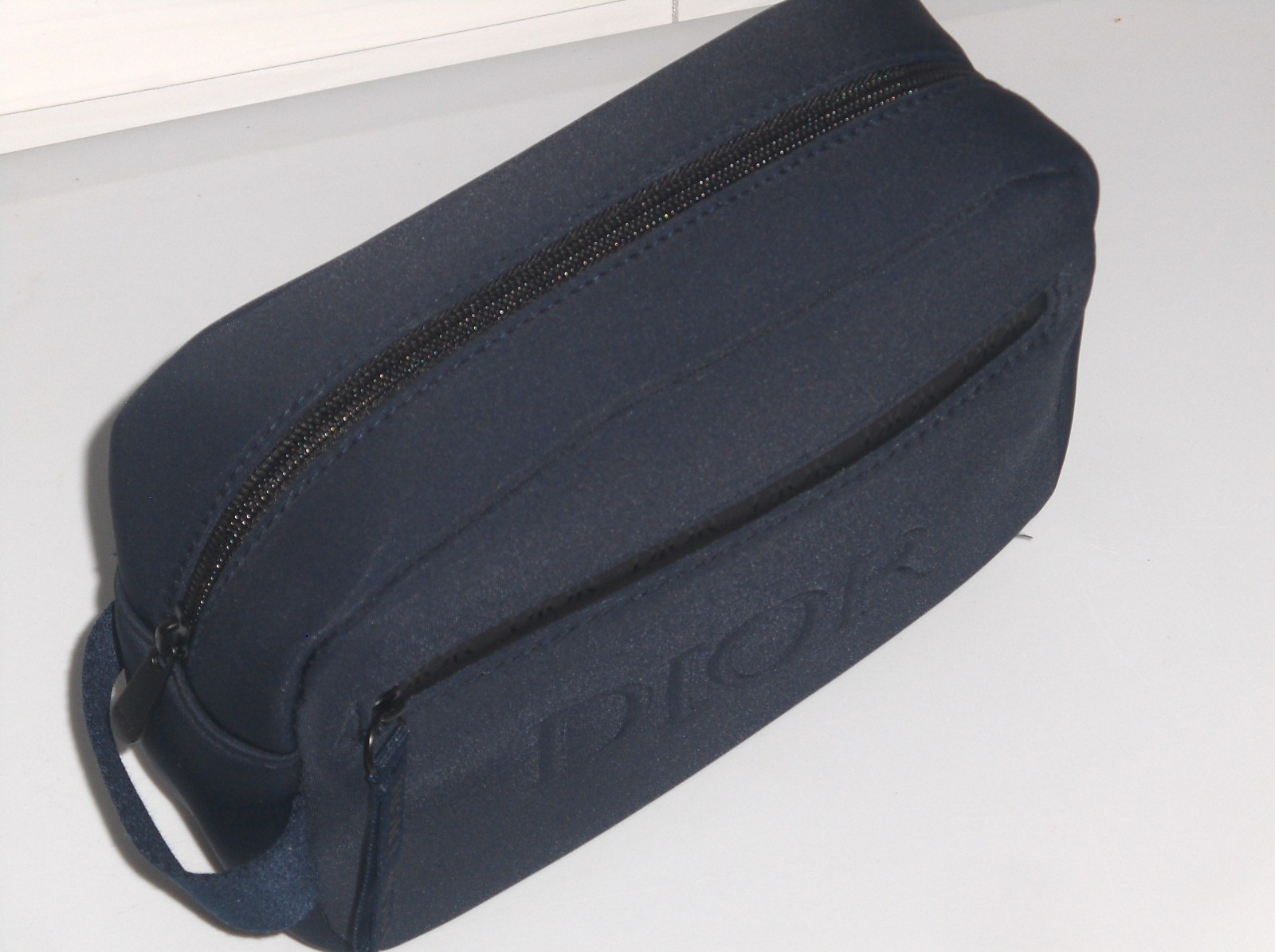 DIOR FRAGRANCES Men's Unisex Zip Toiletry Shave Travel Kit Pouch Bag, NAVY BLUE