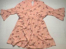 Always Indigo V-NECK pink floral and striped mini dress, 2X