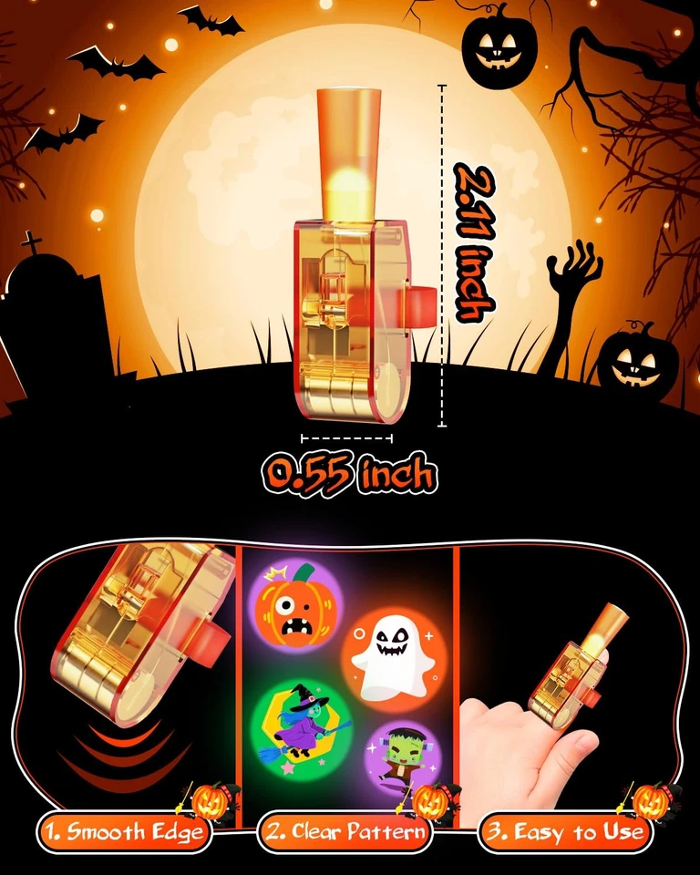 Favores de fiesta de Halloween para niños luces LED para dedos tatuajes brillantes paquete a granel Foto 4 de 4