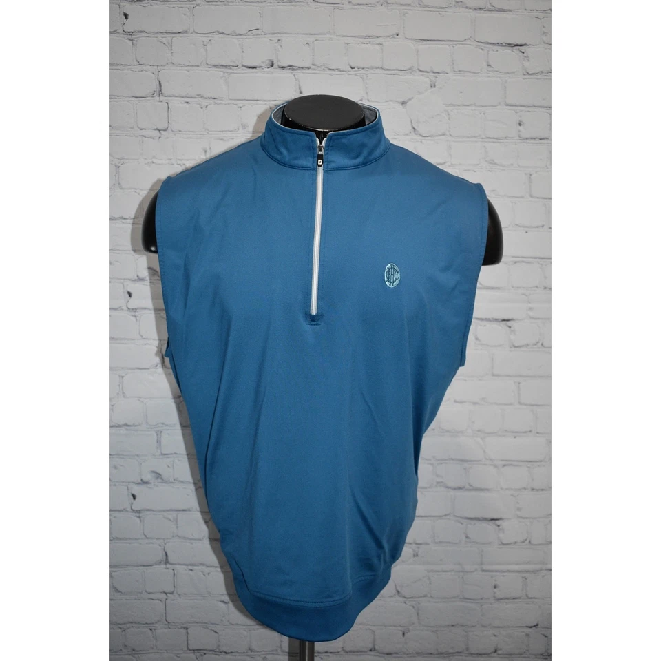 Footjoy Golf Athletic Pullover Vest Mens Size Large Performance Blue 1/2 Zip - Image 2 of 4