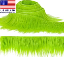 Shaggy Faux Fur Fabric - 2 X 60 Inch Green Faux Fur Trim Precut Fabric Strips So
