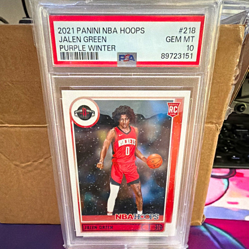 Panini 2021-22 NBA Hoops Jalen Green #218 Purple Winter Rookie PSA 10
