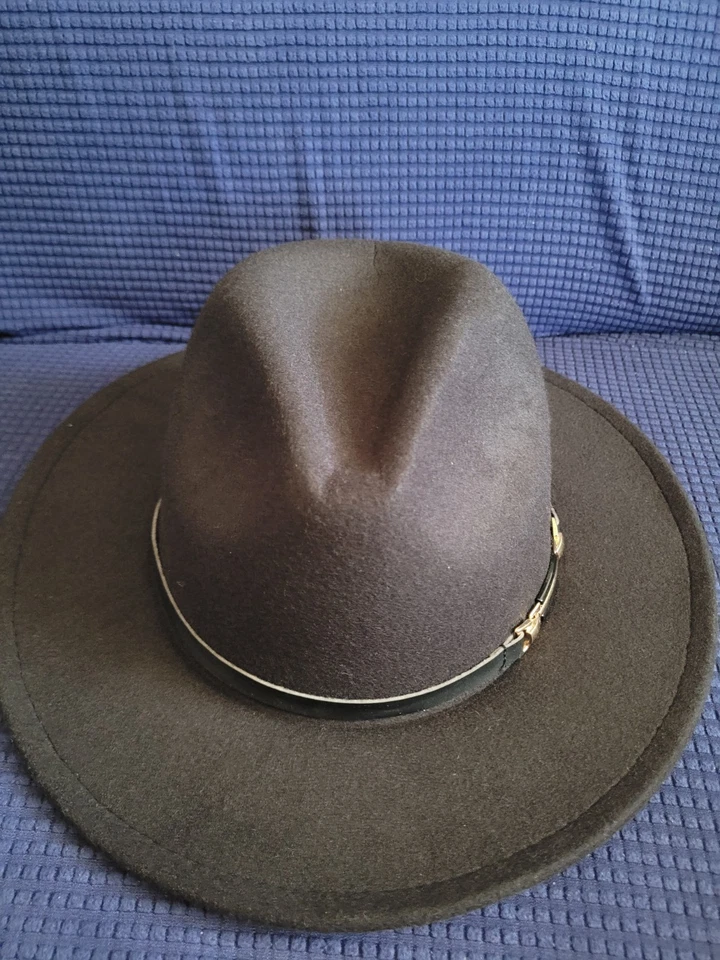 Sombrero vaquero Fedora terciopelo negro Foto 2 de 4