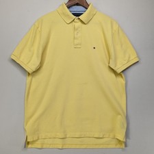 Tommy Hilfiger Polo Shirt Mens Large Yellow Short Sleeve Pique Cotton Y2K