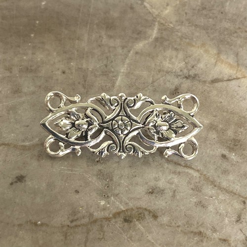 VTG Sterling Silver 925 1.18" Very Dainty Rectangular Scrollwork Floral Brooch - Picture 9 of 17