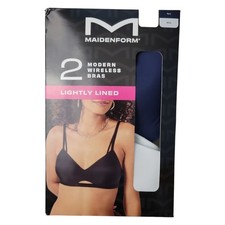 Maidenform Women's 2-Pack Modern Wire-Free Lifting Bra (Navy/White, XL)