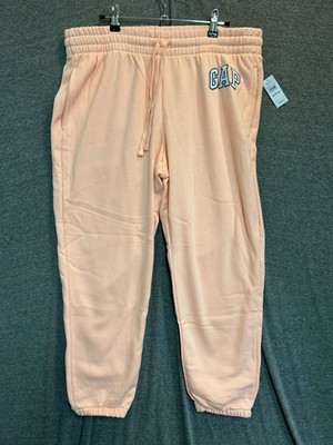 Gap Joggers Pants Womens Large Peach Parfait Cotton Embroidered Logo Drawstring
