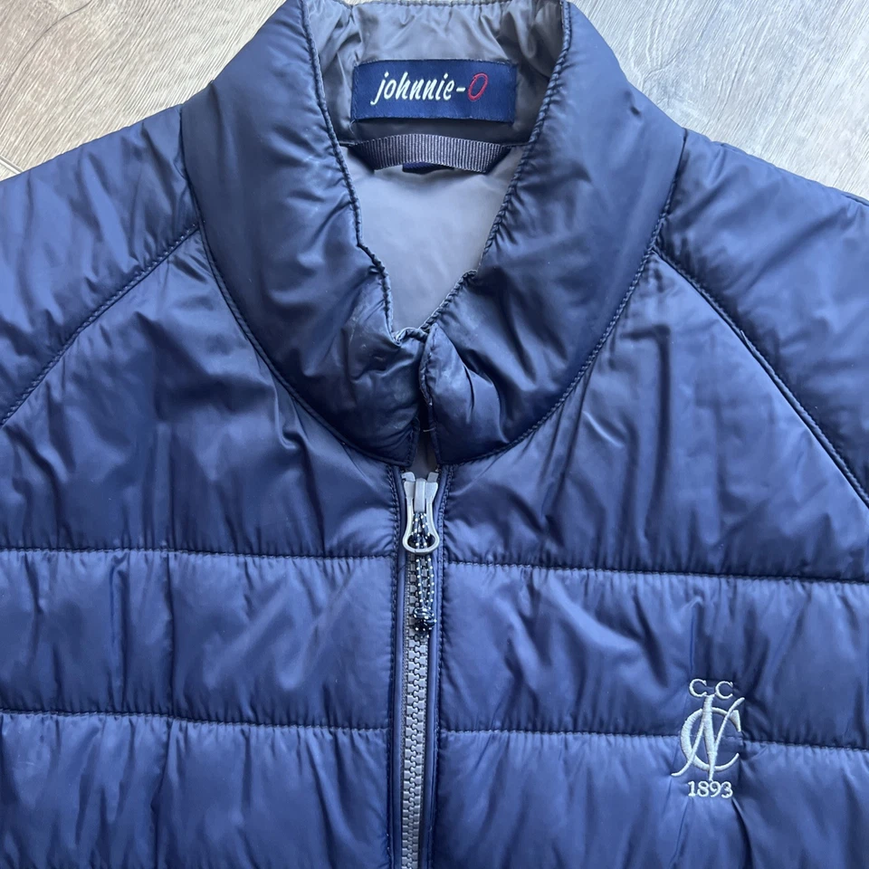 johnnie-O Quilted Zip Vest Blue Navy Size Medium Golf Logo - Image 3 of 4