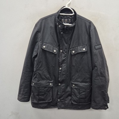 Barbour Duke Wax Waterproof Black Moto Biker Country Jacket Coat Large #