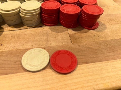 Vintage Clay Poker casino style Chip Mermaid Design 90 Red, 100 Beige/White 7 gr - Picture 3 of 6