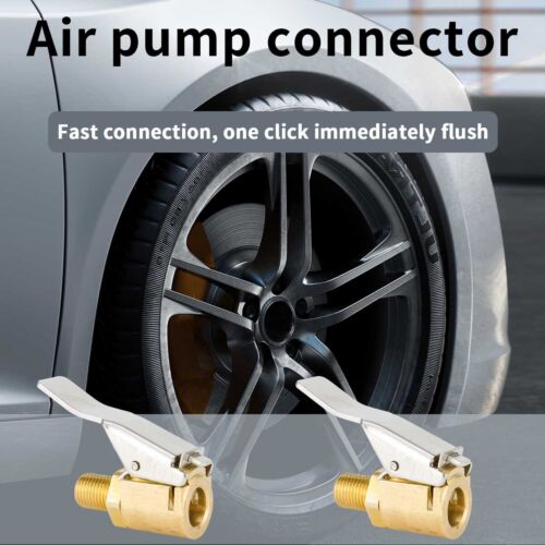 2x Tyre Valve Air Chuck Inflator Pump Connector Adapter Brass Clip on Car 8mm - Picture 4 of 11