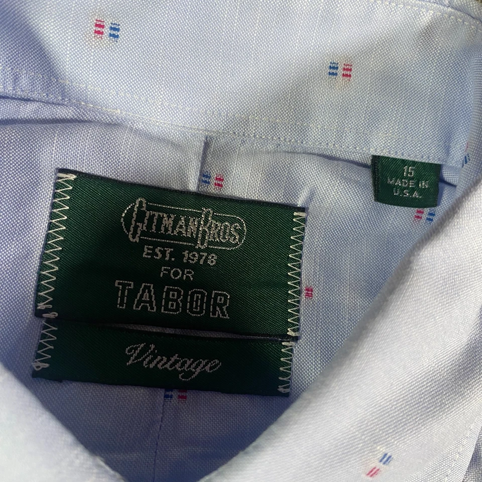 Camisa de vestir vintage a rayas Gitman Bros para hombre 15 azul manga larga hecha en EE. UU. Foto 3 de 4