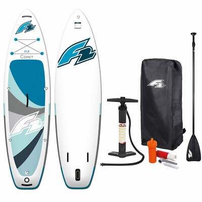 F2 Inflatable Comet 11'5'' SUP Set Stand Up Paddle Board Paddelboard Blue/White