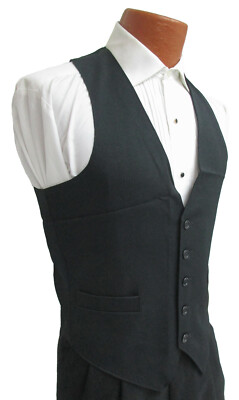 Womens Black Polyester Tuxedo Suit Vest Bartender Waitress Machine