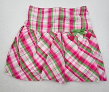 Gymboree 2012 Plaid Roses Toddler Girls Skort Skirt Size 3 Zip Side Adjustable 