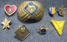 Vintage Boy Scout neckerchief slide + Pins + stack pins + patch lot