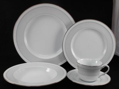 Noritake Sheridan Platinum Dinner Plate Salad Plate Cup & Saucer with Rim Soup