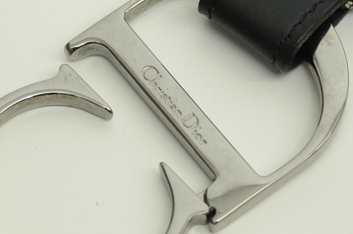 良品 Christian Dior 2592 ベルト トロッター レザー 本革 Authentic Christian Dior Belt CD Logo Buckle Vintage Trotter
