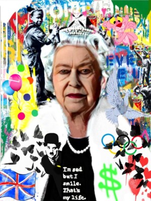 Ausstellungsstück! Motiv The Queen Elisabeth thats my life  90x120 cm Pop Art