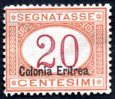 ITALY ERITREA 1920 POSTAGE DUE 20 CENTS SCOTT #J3A MINT REGUMMED RARE