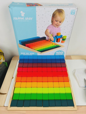 EICHHÖRNCHENSPIEL Schritt für Schritt GROßE Regenbogenbausteine aus Holz Komplettset, wie Grimms!
