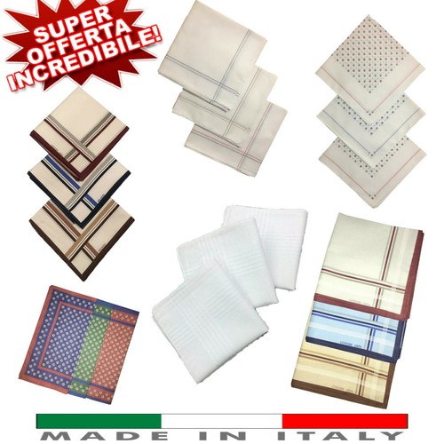 Fazzoletti Di Cotone Per Uomo - Set Da 6 Pezzi 40x40 Cm, Eleganti E Assorbenti, Per Matrimoni E Business