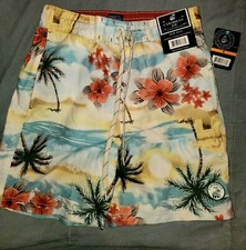 CARIBBEAN JOE Men's swim Trunk Swimsuit tropical Floral Beach Board Short S NWT