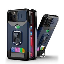 For iPhone 14 Pro Max 13 12 11 XS XR 78 Ring Holder Card Stand Case Slide Camera