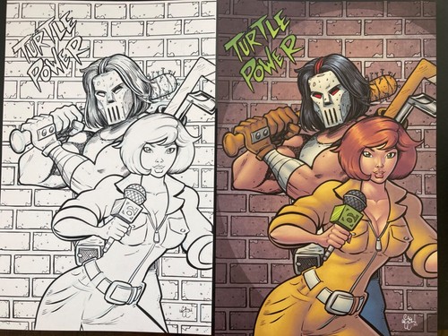 APRIL O’NEIL CASEY JONES TEENAGE MUTANT NINJA TURTLES 11x17 Original Art SALE!!!
