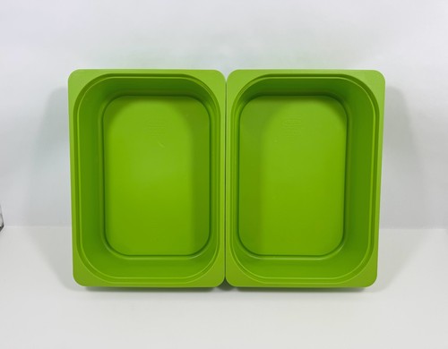 (2) IKEA Trofast Medium Lime Green Toy Storage Bin 17x12x4 Box Tray Plastic Bins