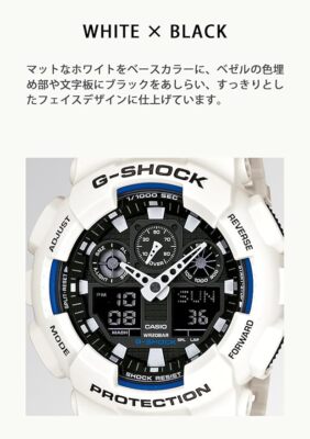 CASIO G-SHOCK GA-100B-7AJF White Black Chronograph Analog Digital 