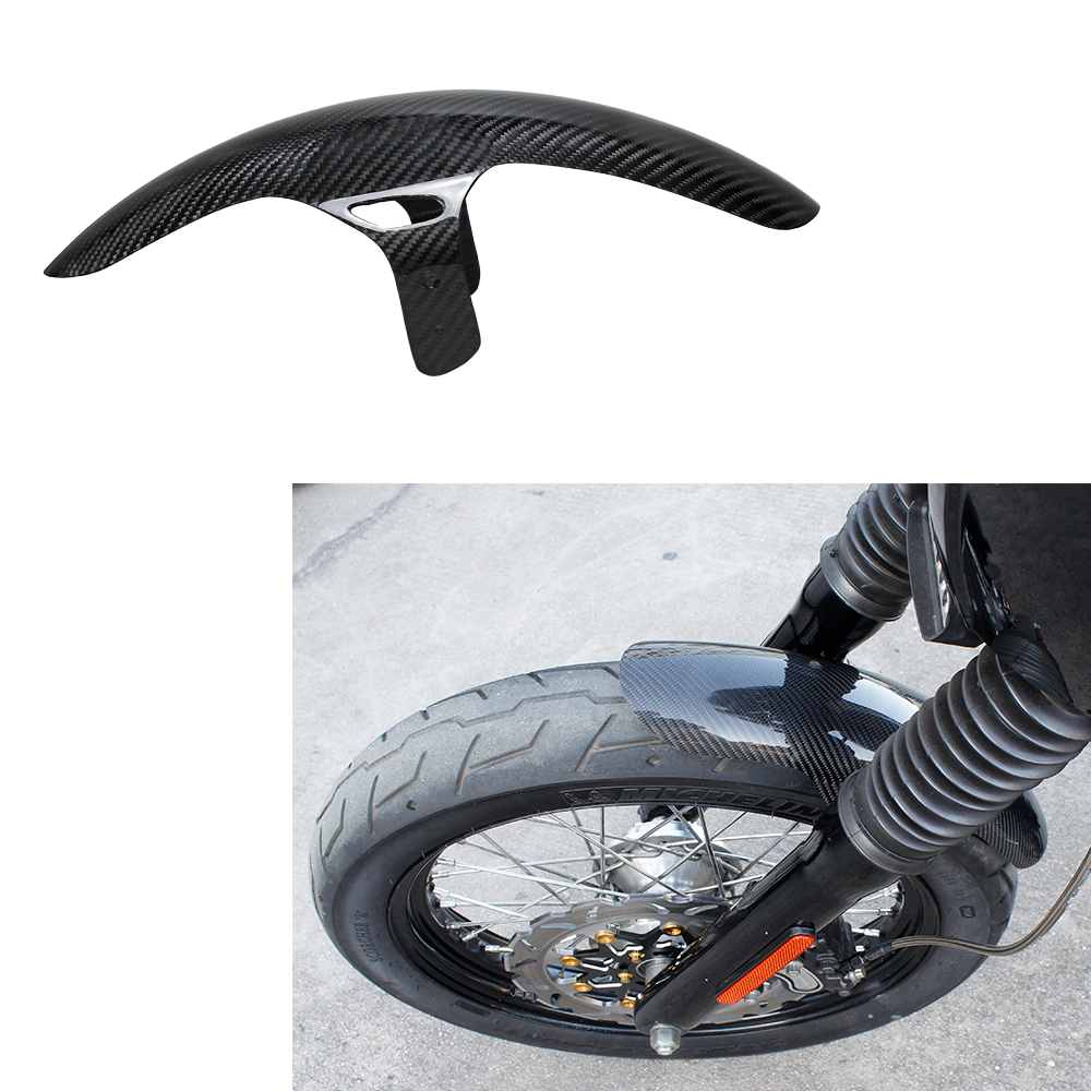 Black Short Slim Carbon Fiber Front Fender for Harley FXD FXDL