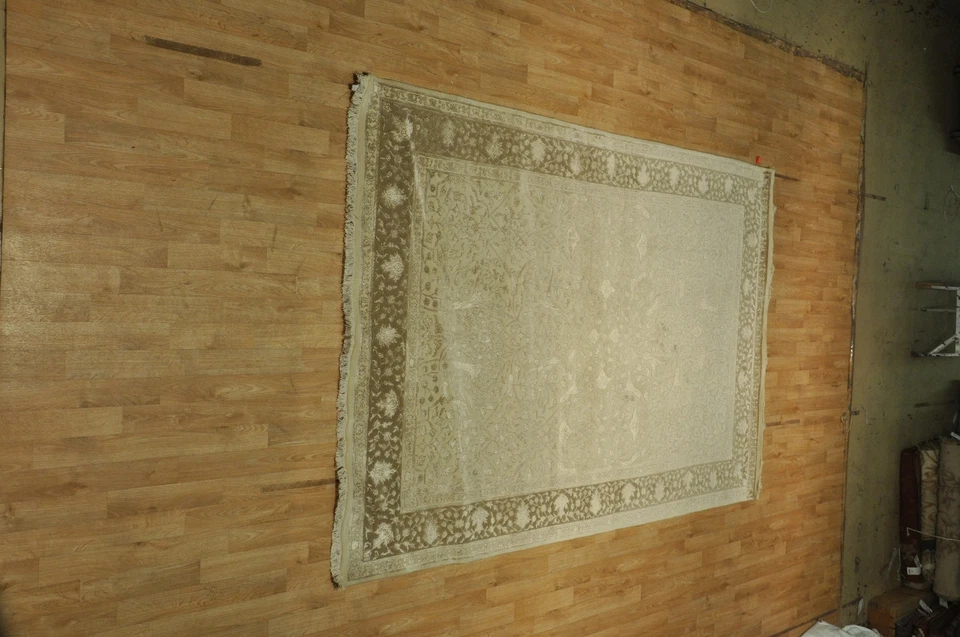 Alfombra de transición de lana y seda 6x9 de felpa suave elevada B-78842 Foto 4 de 4