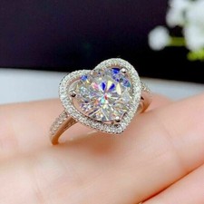 2.50 Ct Round Real Moissanite Womens Heart Ha...