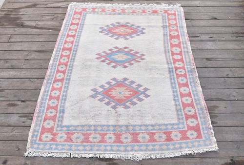Alfombra Turca 39''x53'' Vintage Color Silenciado Oushak Alfombra Lana Natural 101x136cm - Imagen 6 de 6