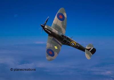Supermarine Spitfire mk2 bbmf, blaue Leinwandbilder versch. Größen versandkostenfrei 