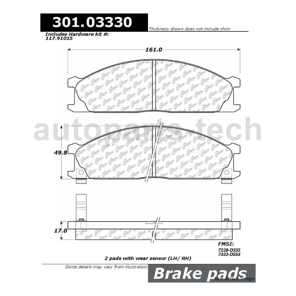 3x Centric Parts conjunto de pastilhas de freio a disco dianteiro rotor de freio a disco para Nissan Frontier - Imagem 4 de 4