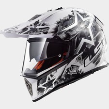 LS2 Pioneer MX Enduro Motocross Motorbike Helmet Full Face White/Black Duo Visor