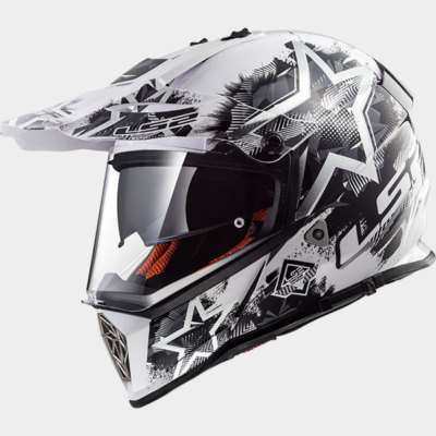 LS2 Pioneer MX Enduro Motocross Motorrad Helm Integralhelm weiß/schwarz Duo Visier