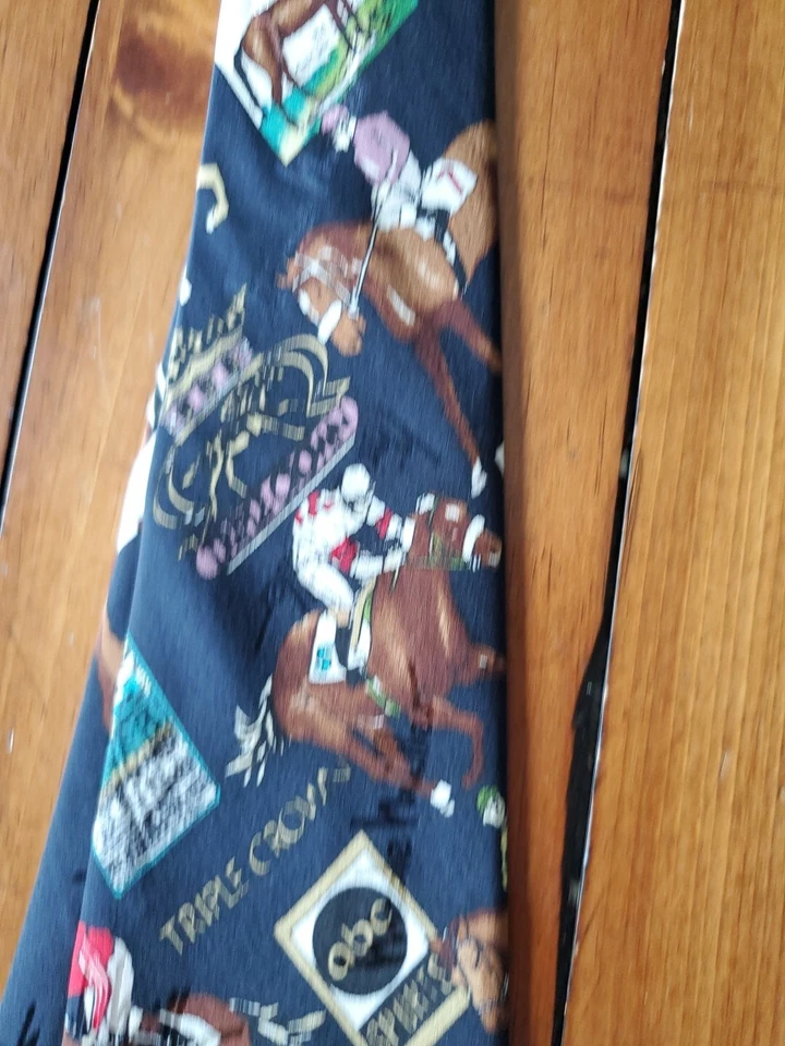 Corbata de cuello triple corona ABC SPORTS Nicole Miller 1996 carreras de caballos Foto 4 de 4