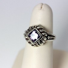 Stunning Beautiful Sterling Silver Bold Faceted Amethyst Ring Size 6.5 - 2184