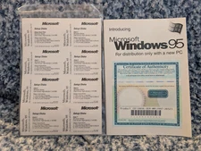 UNOPENED Microsoft Windows 95 Floppy Disk Stickers Set  • COA • Update