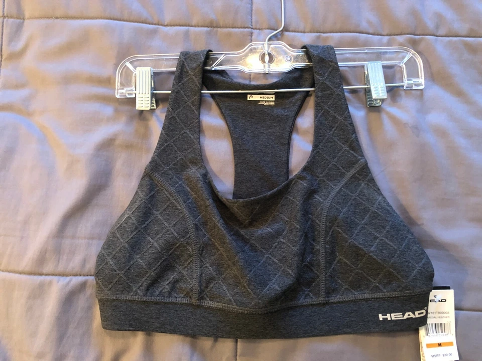 HEAD Women's Sports Bra, Charcoal Heather, NWT, Small and Medium Available. - Image 3 of 4