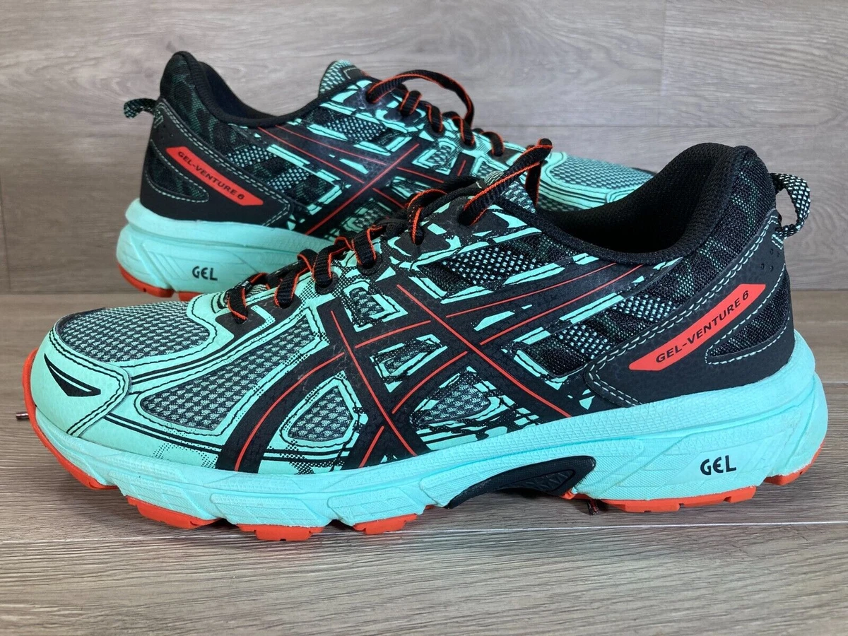Asics Gel Venture 6 Womans Trail Running Shoes Black Aqua Orange