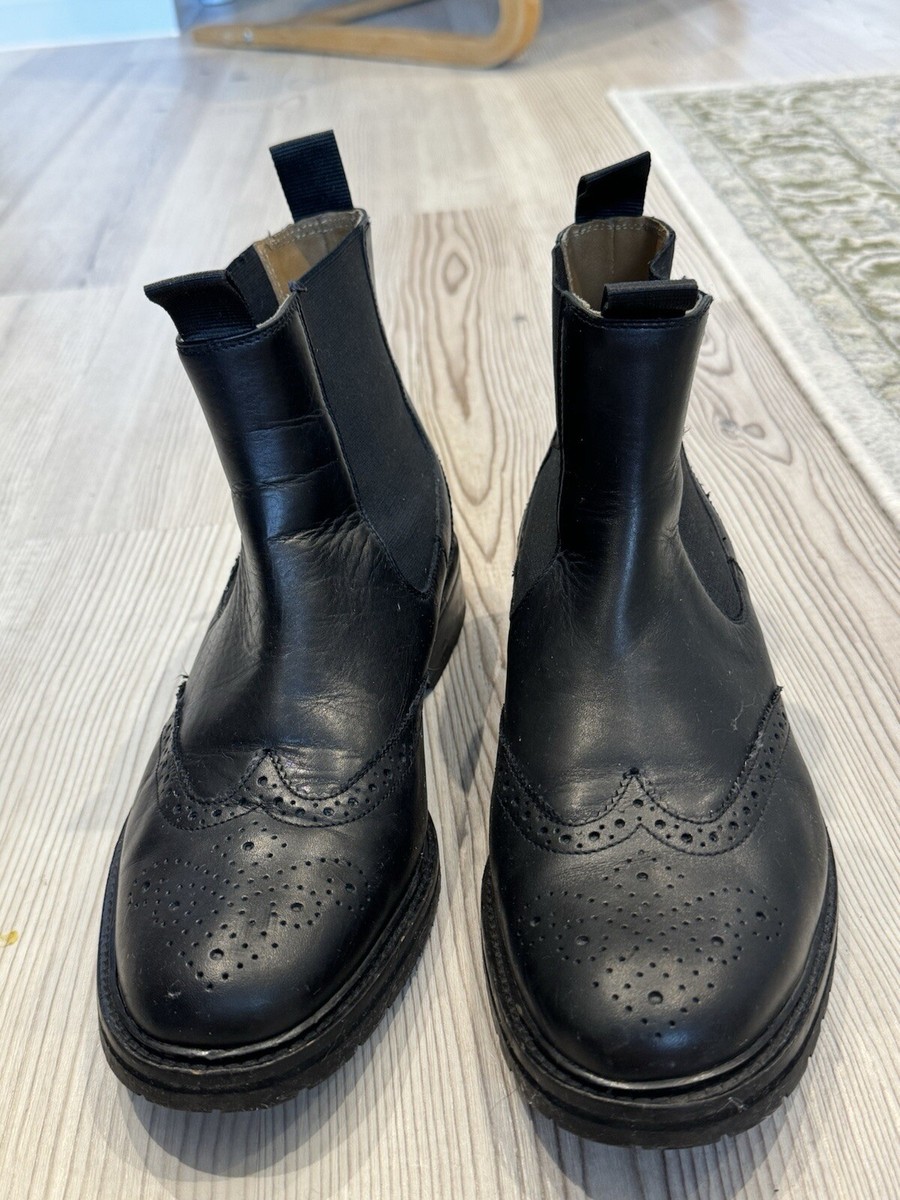 Chapman Moore Black Leather Brogue Boots Men's UK Size UK