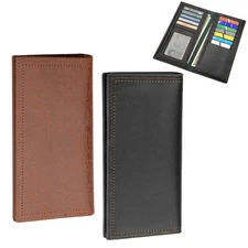 Men's Long Bifold Wallet Slim PU Leather Purse RFID Blocking Credit Card Holder