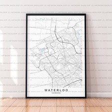 Waterloo Unframed Map Poster Print Waterloo Canada Map Print Unframed Wall Art