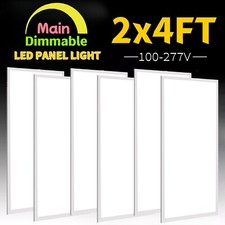 2x4Ft LED Panel Troffer Edge-Lit Flat 6 Pack 75 Watt,7800LM Drop Ceiling Light