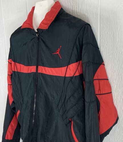 Vintage Nike Air Jordan Flight Club Jacke Jumpman Original Schwarz Rot L XL 80er 90er - Bild 5 von 16