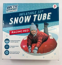 Inflatable Red Snow Tube Sleds, Vinyl, Racing Red 33" Diameter NEW Up To 264 lbs